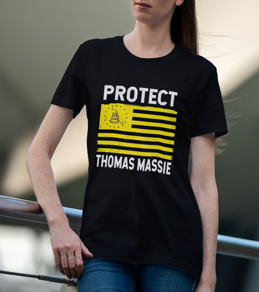 Protect Thomas Massie Gadsden Flag Yellow T-Shirt