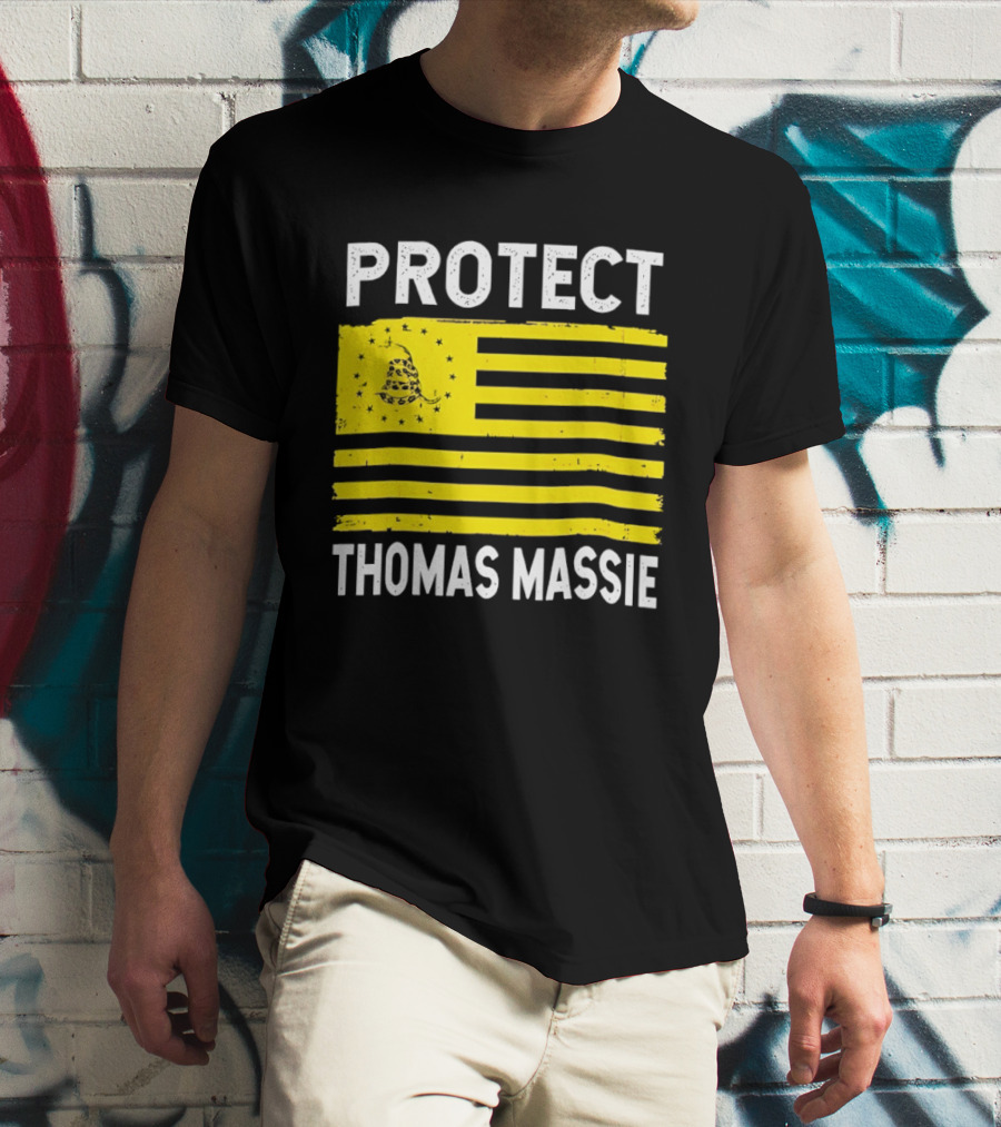 Protect Thomas Massie Gadsden Flag Yellow T-Shirt