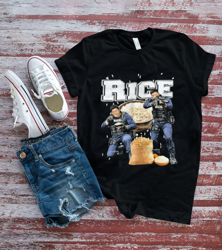Rice Police Action Squad With Officers And Rice Bags T-Shirt