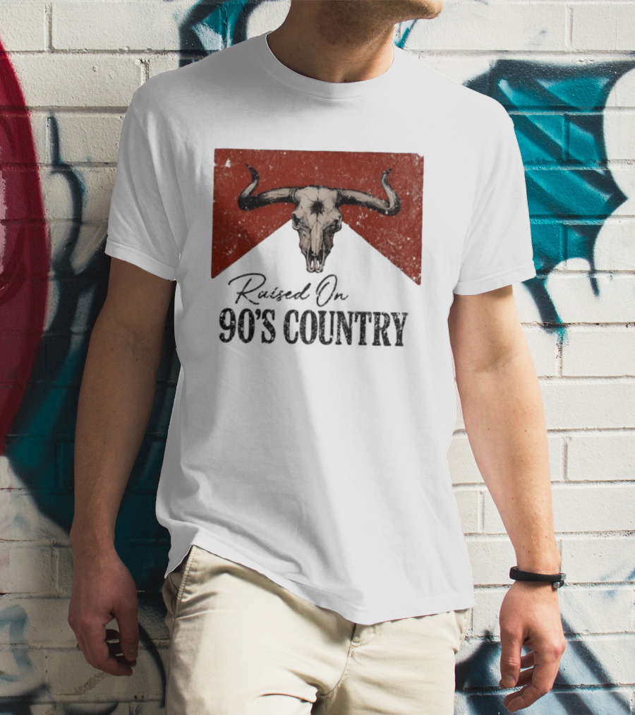Bull Skull Marlboro Raised On 90's Country T-Shirt