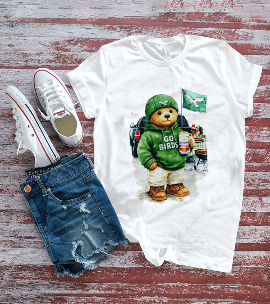Tailgating Bear Go Birds Eagle Lager Football Fan Party T-Shirt