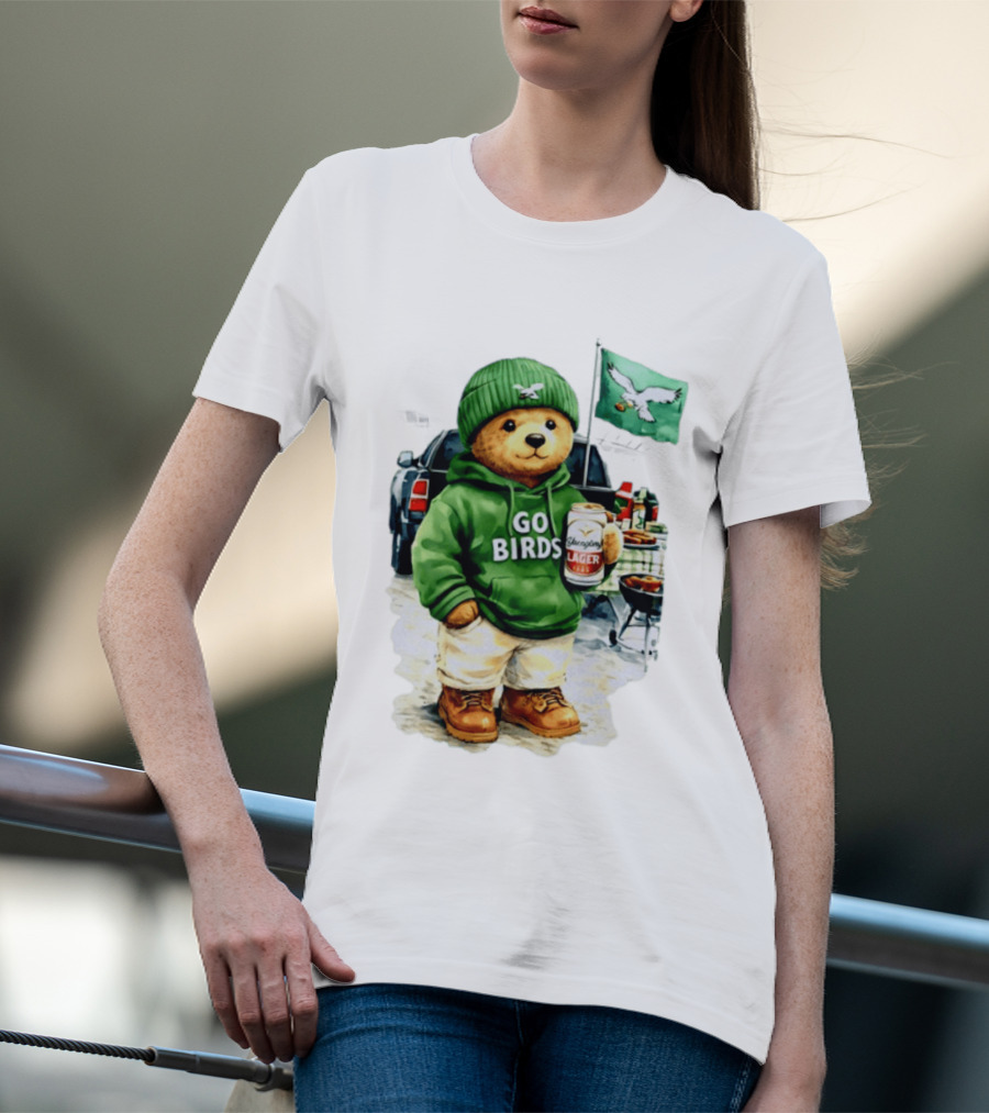 Tailgating Bear Go Birds Eagle Lager Football Fan Party T-Shirt