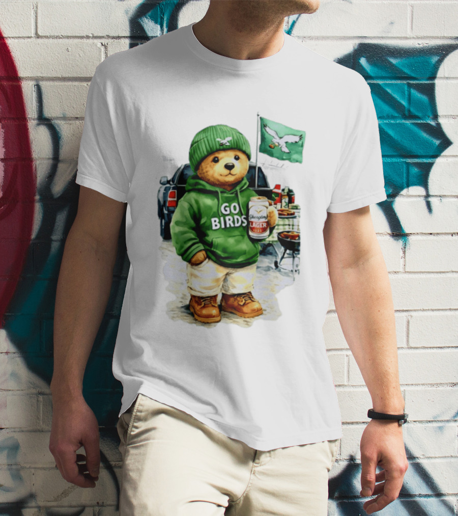 Tailgating Bear Go Birds Eagle Lager Football Fan Party T-Shirt