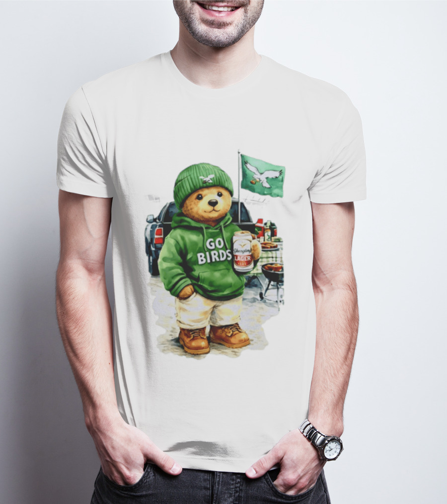 Tailgating Bear Go Birds Eagle Lager Football Fan Party T-Shirt
