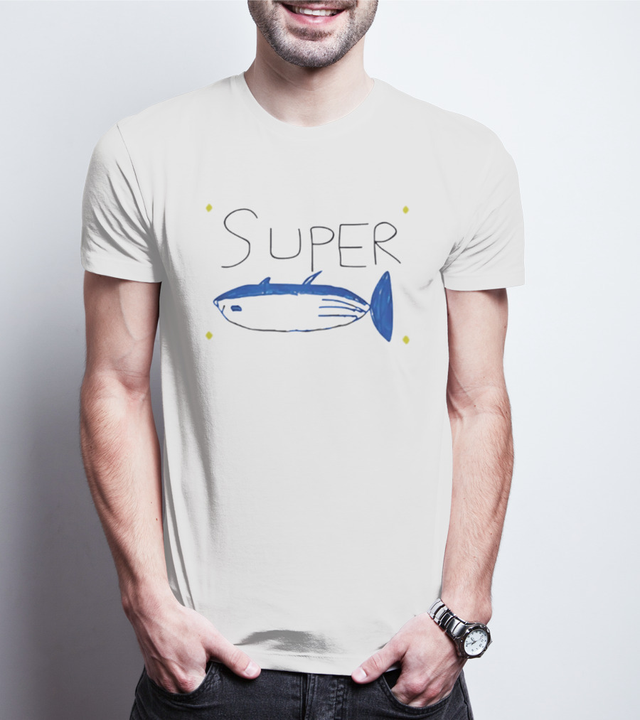 BTS Jin Super Tuna Drawing Blue Fish T-Shirt