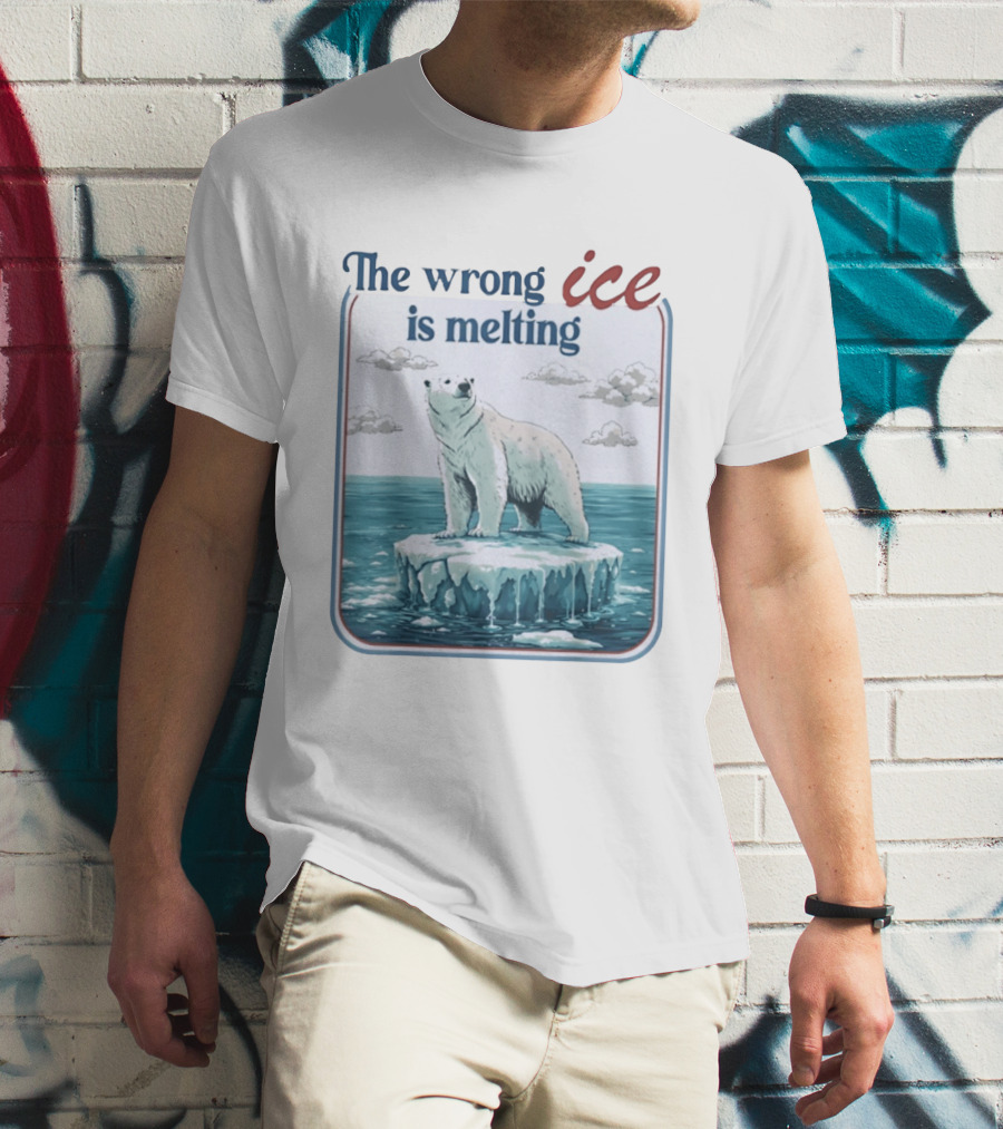 Polar Bear The Wrong Ice Is Melting Environmental Message T-Shirt