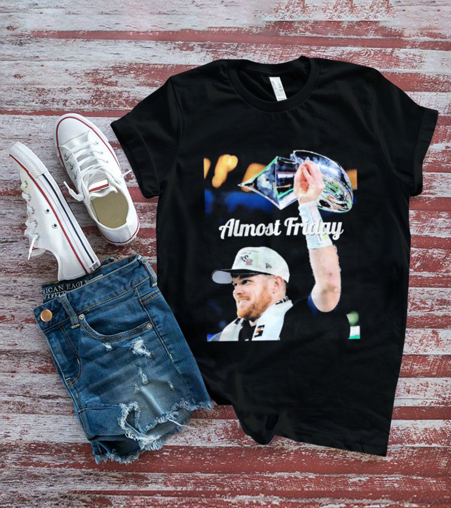 Almost Friday Sam Darnold Holding Lombardi Trophy Celebration T-Shirt
