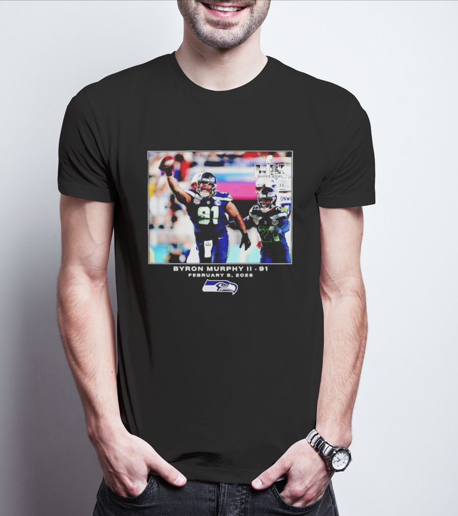 Byron Murphy II Seattle Seahawks Super Bowl LXI February 1 2026 T-Shirt