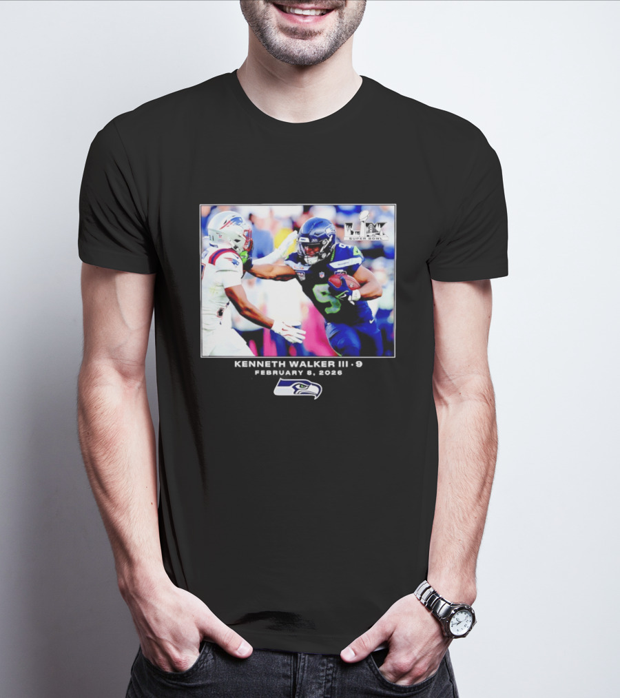 Kenneth Walker III Seattle Seahawks Super Bowl LIX Football 2026 T-Shirt