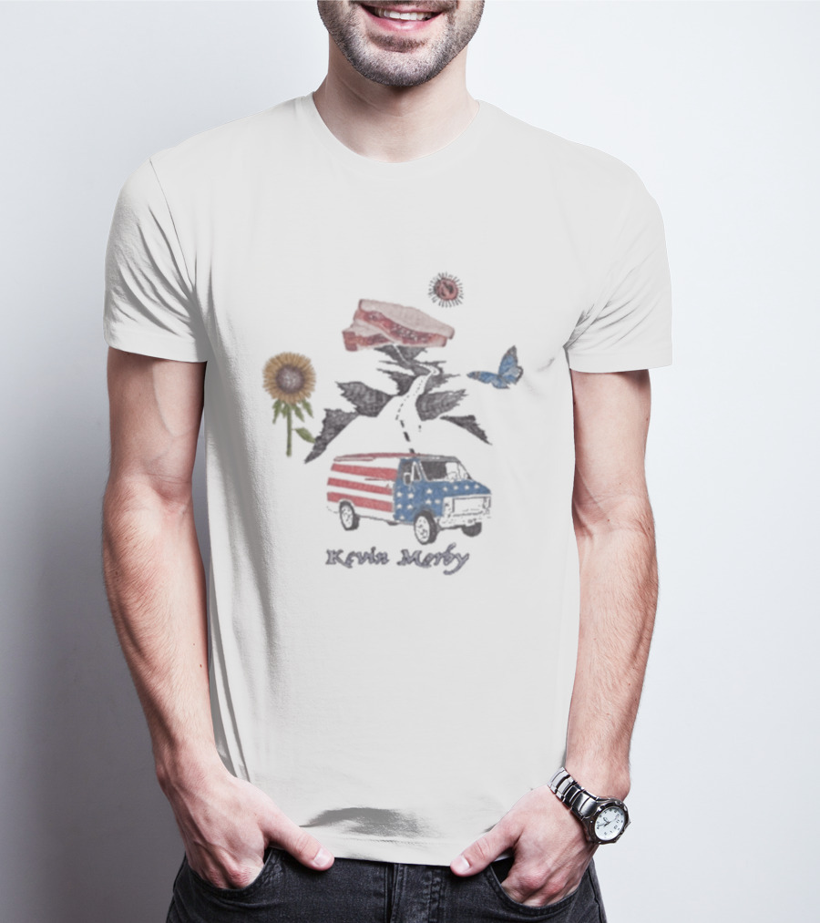 Kevin Morby Hand Drawn Van Flowers Butterfly Sunflower T-Shirt