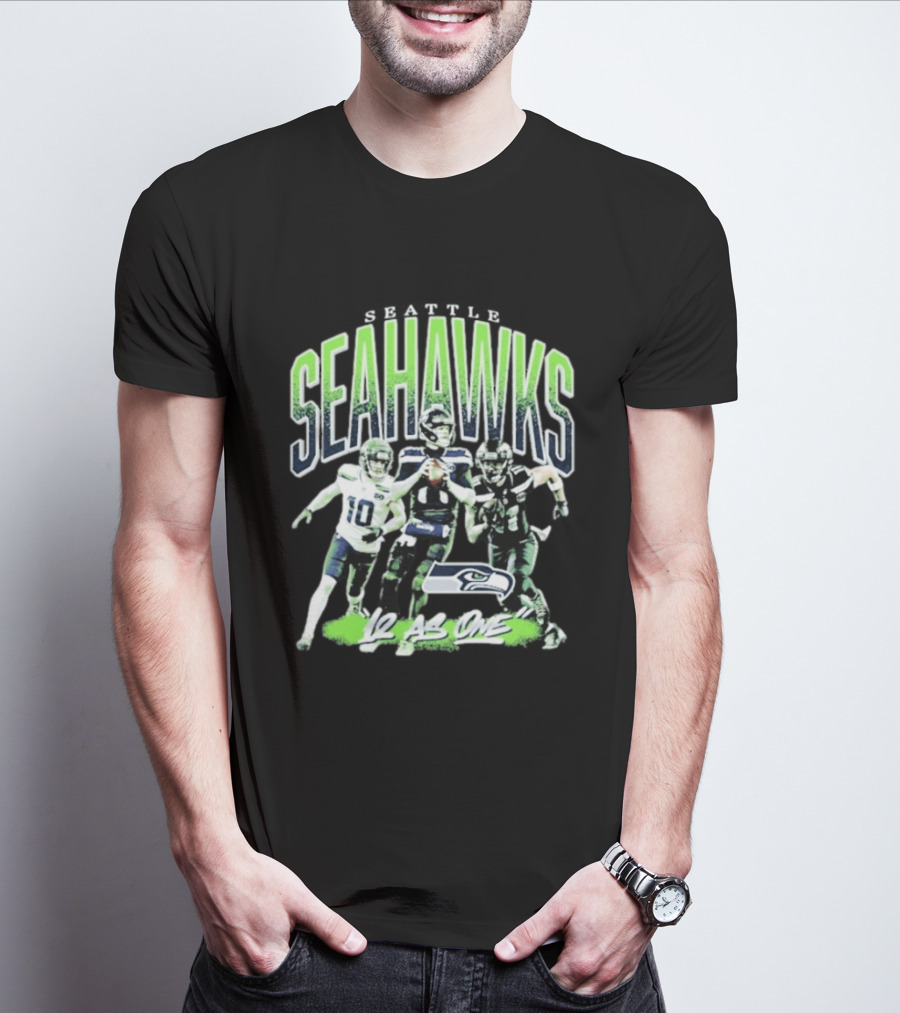 Seattle Seahawks 12 As One Nike Black Loose Crewneck T-Shirt