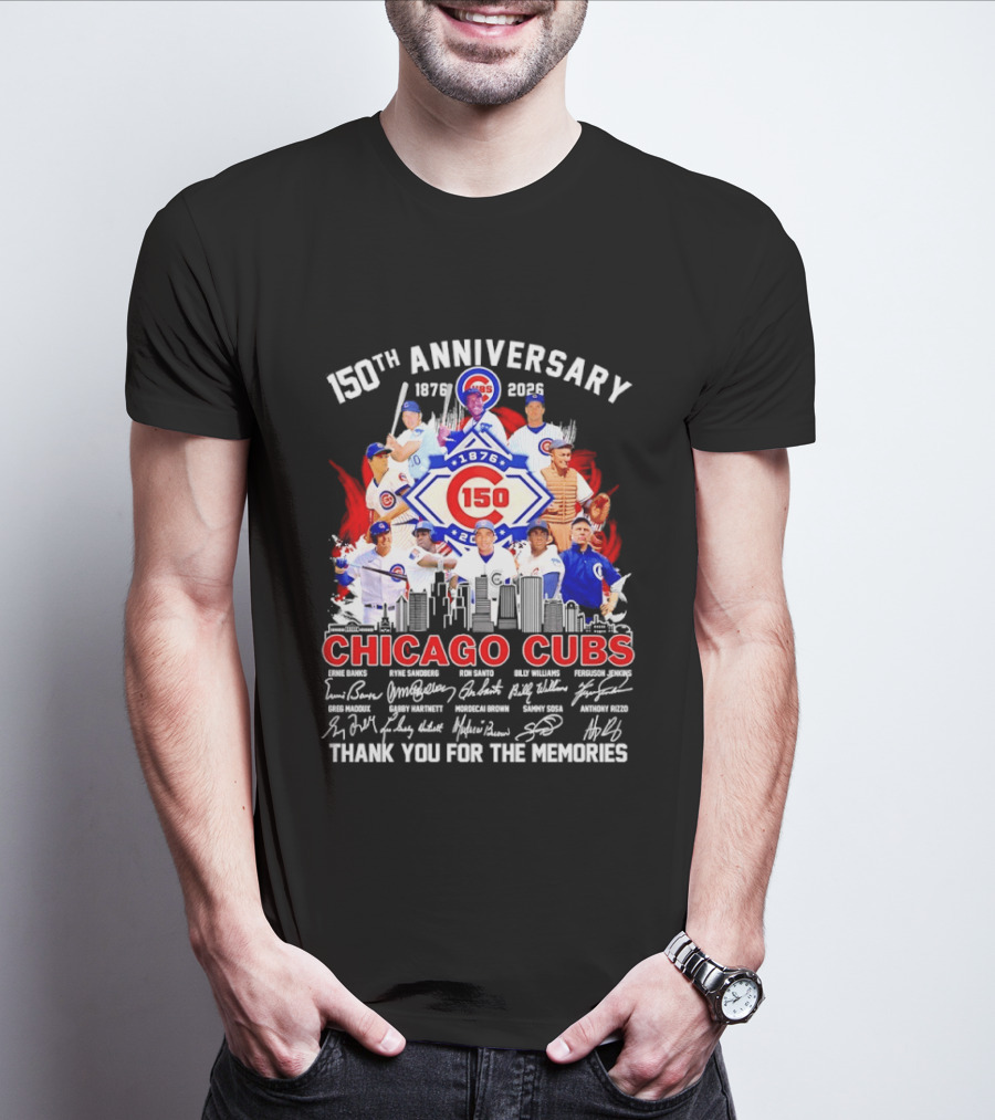 150th Anniversary Chicago Cubs 1876 2026 Skyline Thank You For The Memories T-Shirt