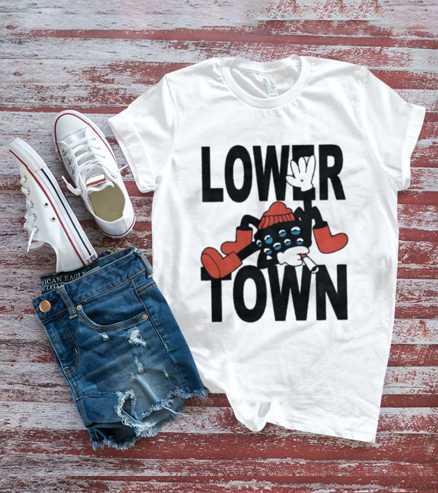 Lowertown Smokey Spider Cartoon Character With Boots And Beanie T-Shirt