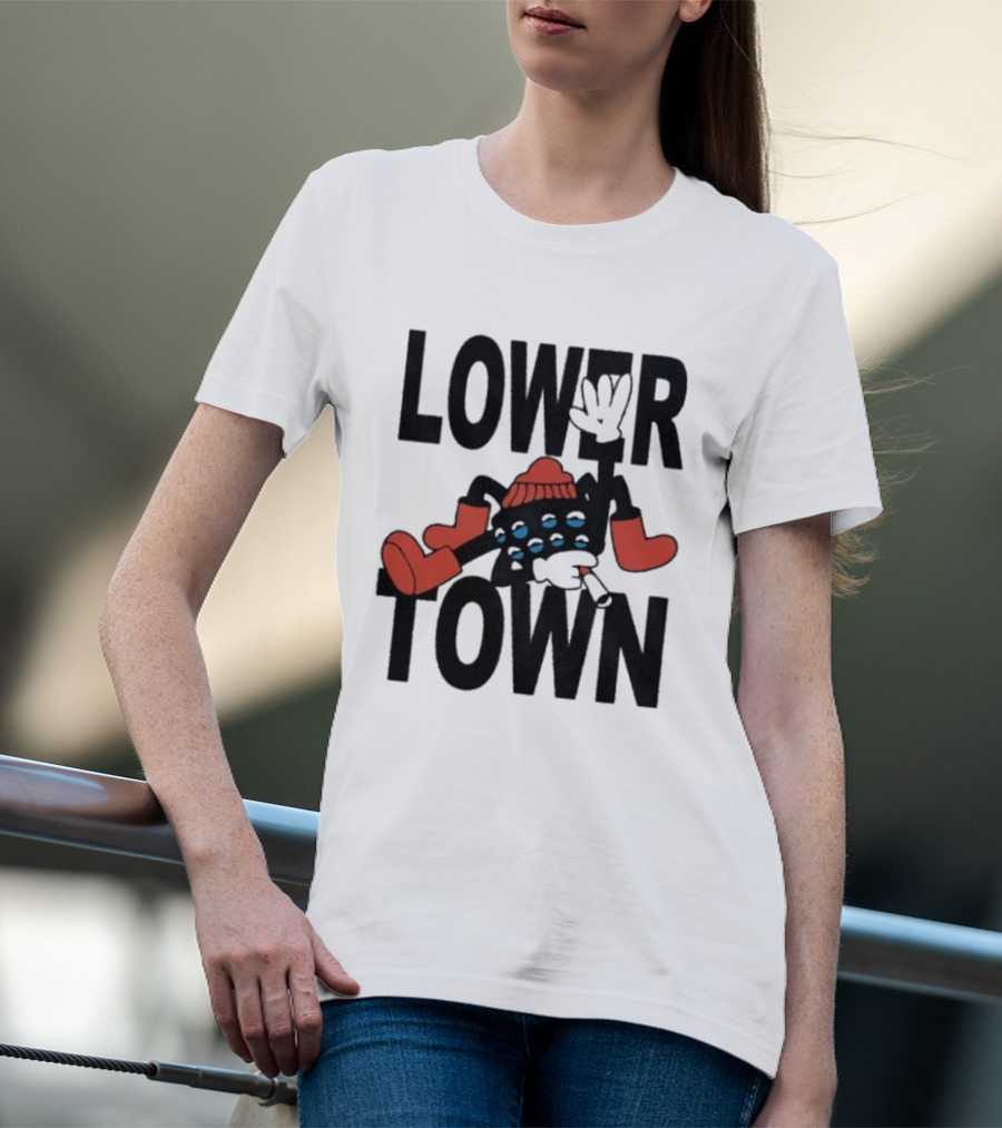 Lowertown Smokey Spider Cartoon Character With Boots And Beanie T-Shirt