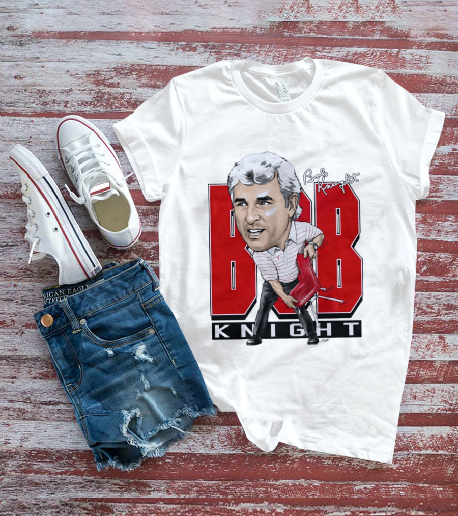 Bob Knight Chair Throw Caricature Signature Red Chair T-Shirt