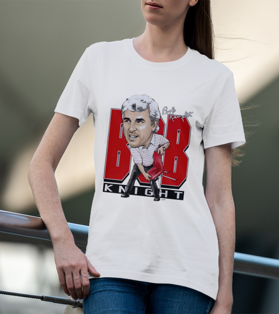 Bob Knight Chair Throw Caricature Signature Red Chair T-Shirt