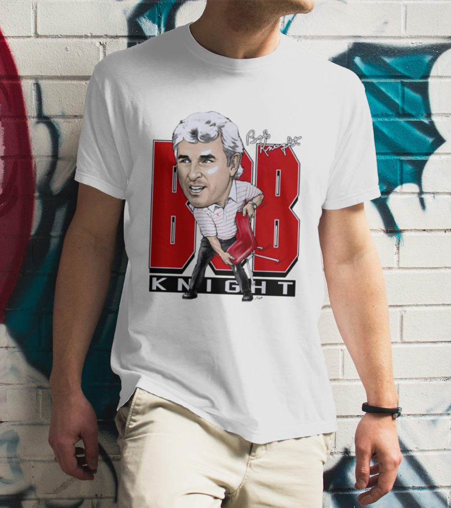 Bob Knight Chair Throw Caricature Signature Red Chair T-Shirt