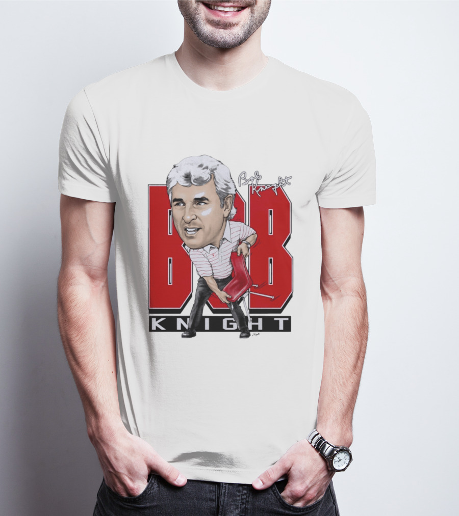 Bob Knight Chair Throw Caricature Signature Red Chair T-Shirt