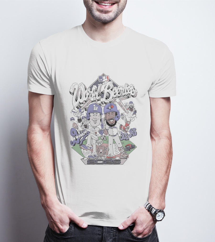 World Beeries Los Angeles Dodgers Vs Toronto Blue Jays Caricature MLB Baseball T-Shirt