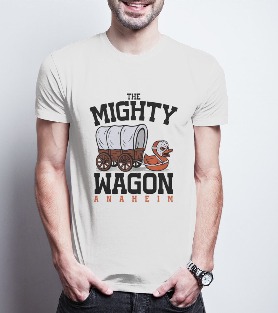 The Mighty Wagon Anaheim Ducks Hockey Cart Duck T-Shirt