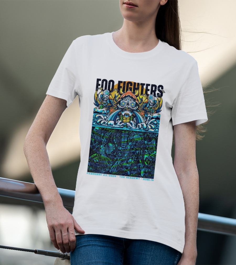 Foo Fighters Dublin 2026 Concert February 23 The Academy Venue Underwater Skeleton T-Shirt