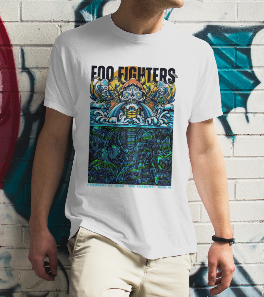 Foo Fighters Dublin 2026 Concert February 23 The Academy Venue Underwater Skeleton T-Shirt