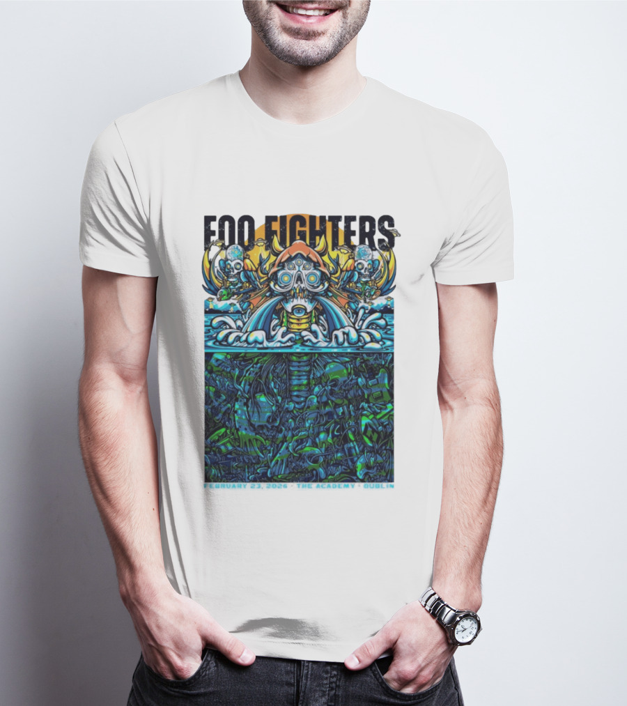 Foo Fighters Dublin 2026 Concert February 23 The Academy Venue Underwater Skeleton T-Shirt