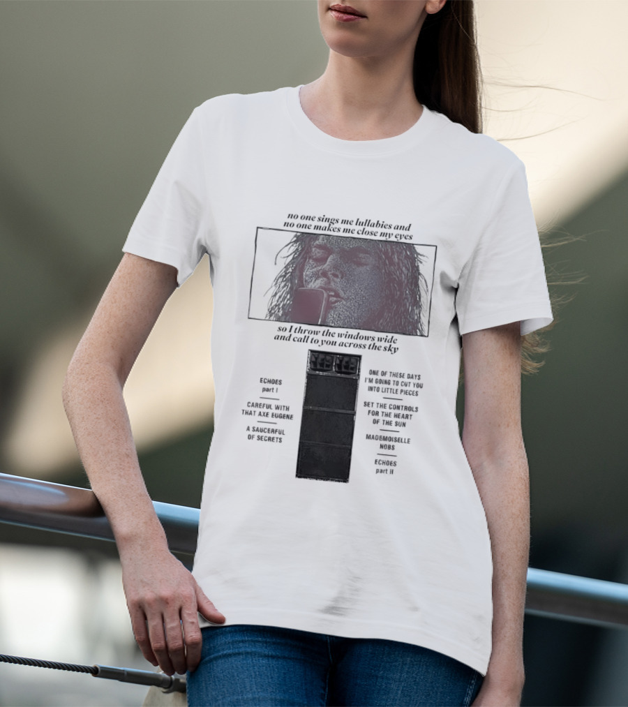 Pink Floyd Song Lyrics No One Sings Me Lullabies And No One Makes Me Close My Eyes Ravens Parable T-Shirt