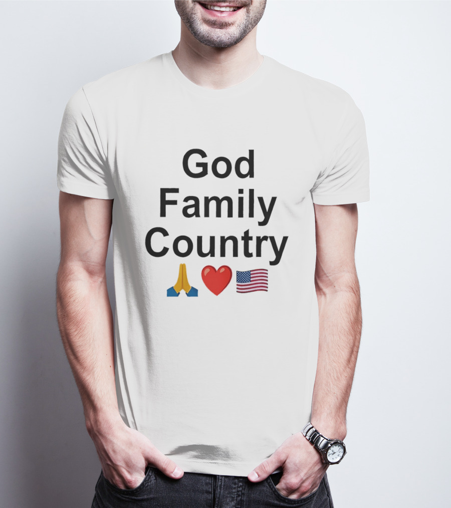 God Family Country Praying Hands Heart USA Flag T-Shirt