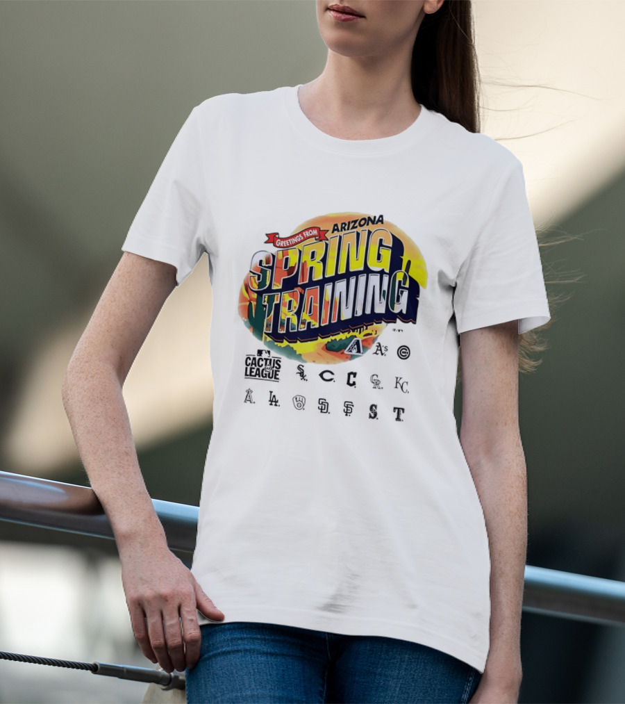 Greetings From Arizona Spring Training With Cactus And Baseball T-Shirt