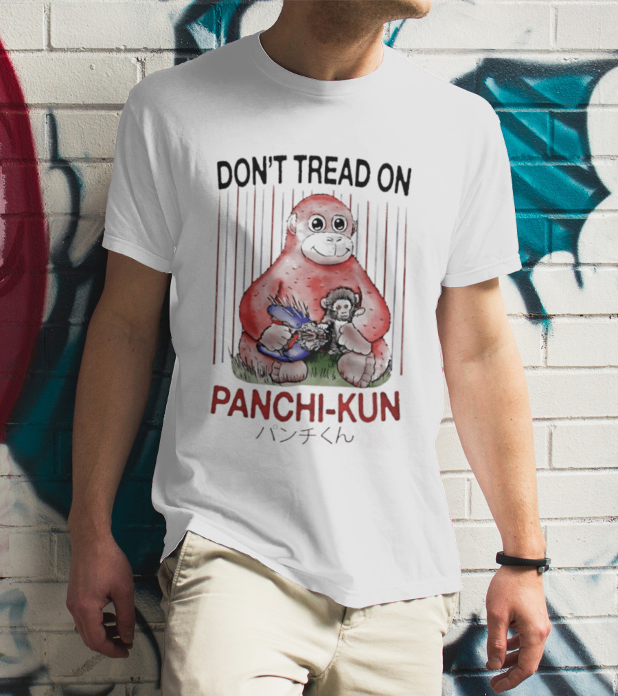 Don't Tread On Panchi Kun Cute Sloth Hugging Blue Teddy Bear T-Shirt