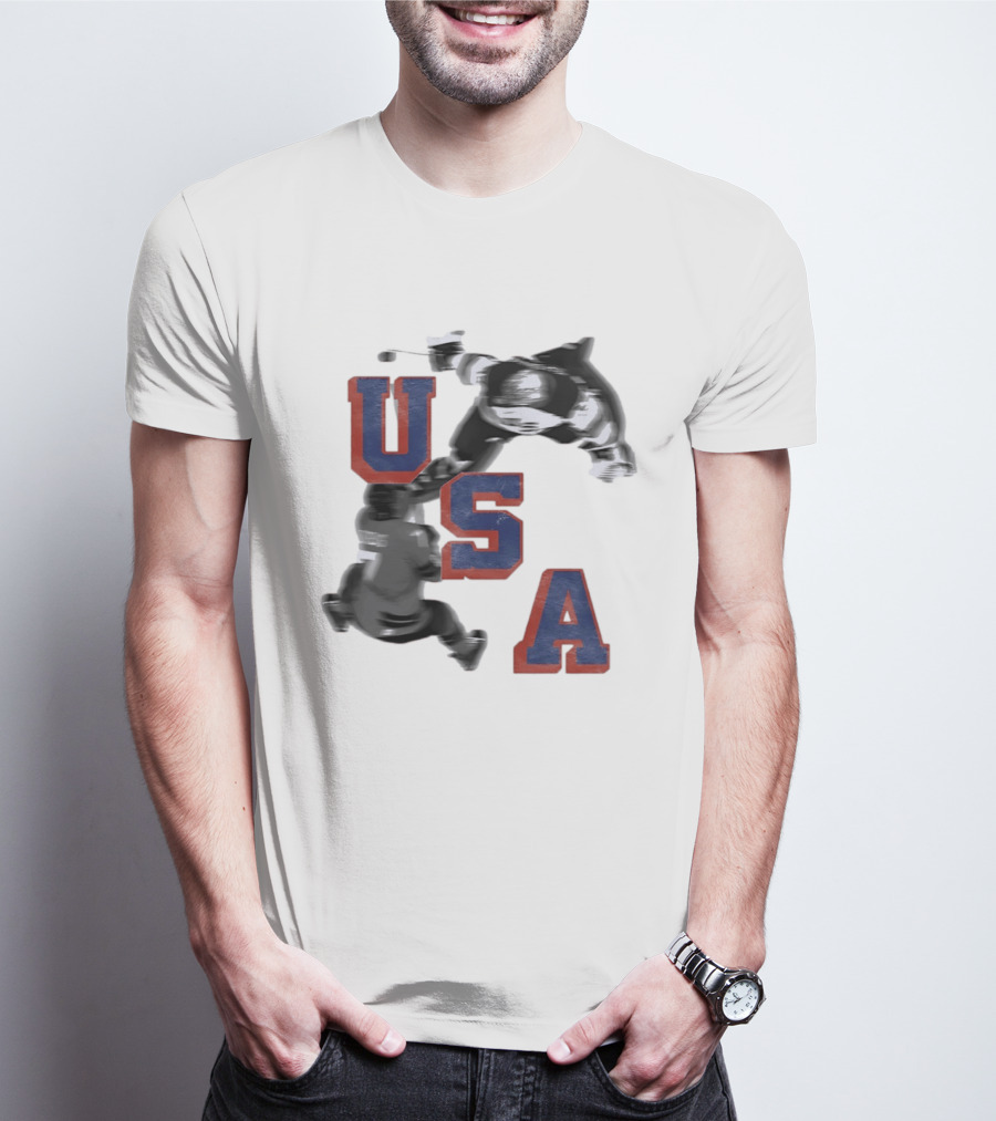 USA Team Hockey Player Action Packed Sports Fan T-Shirt
