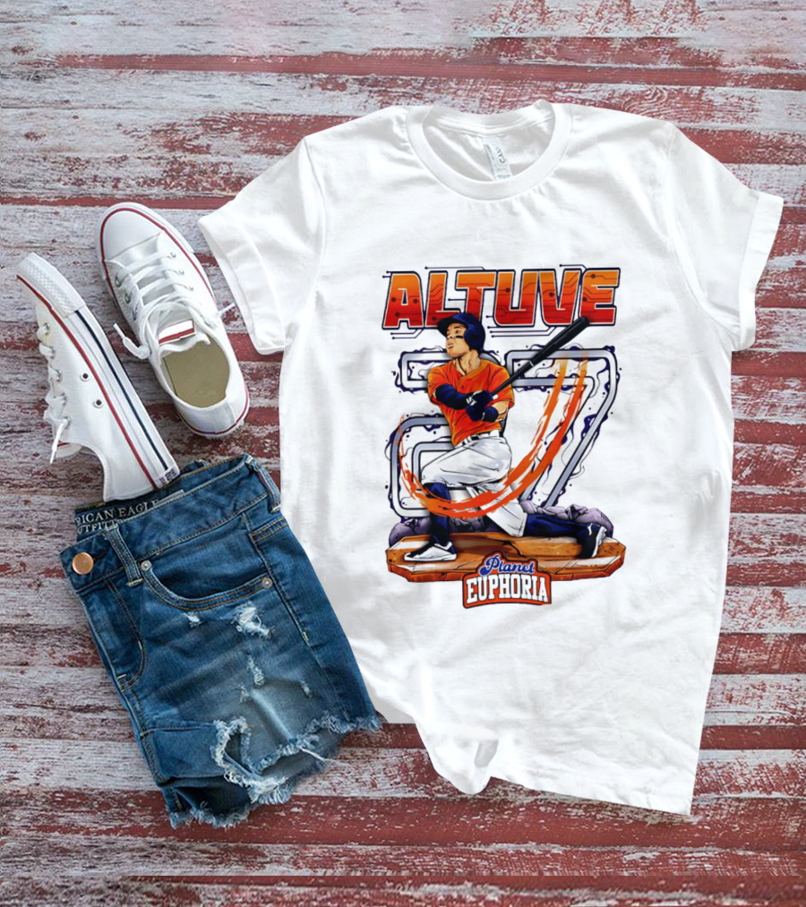 Altuve 27 Planet Euphoria Houston Astros Hand Drawn T-Shirt