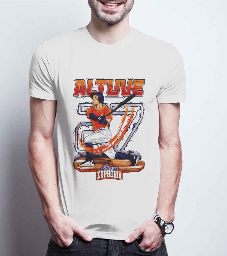 Altuve 27 Planet Euphoria Houston Astros Hand Drawn T-Shirt