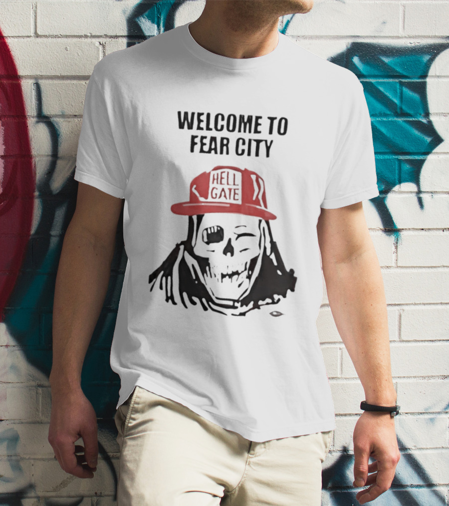 Welcome To Fear City Skull Hell Gate Cap T-Shirt