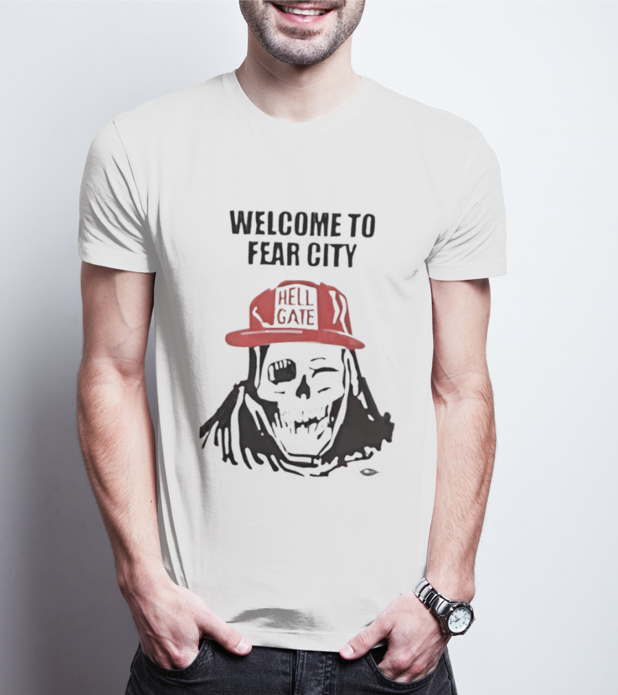 Welcome To Fear City Skull Hell Gate Cap T-Shirt
