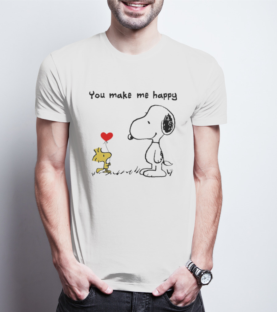 Snoopy Woodstock You Make Me Happy Heart Balloon T-Shirt