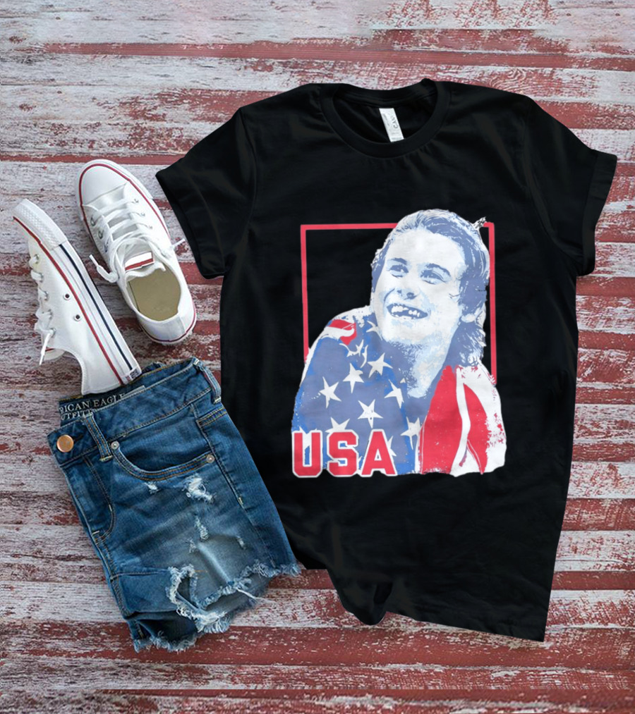 Jack Hughes USA Flag 2026 Hockey T-Shirt