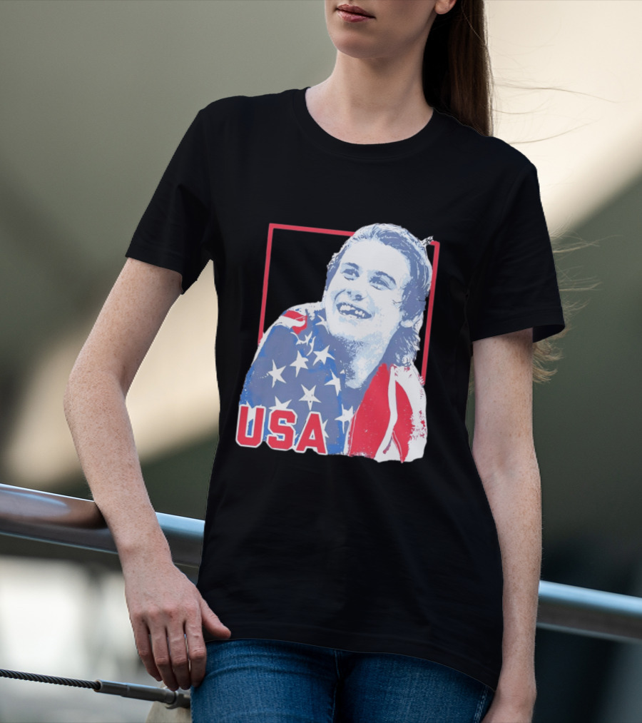 Jack Hughes USA Flag 2026 Hockey T-Shirt