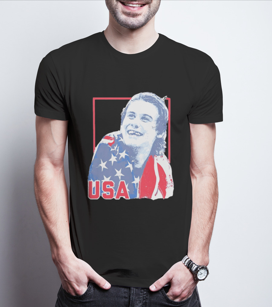 Jack Hughes USA Flag 2026 Hockey T-Shirt