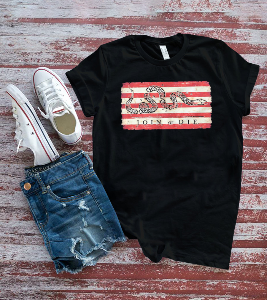 Join Or Die Snake Flag Benjamin Franklin Historical T-Shirt