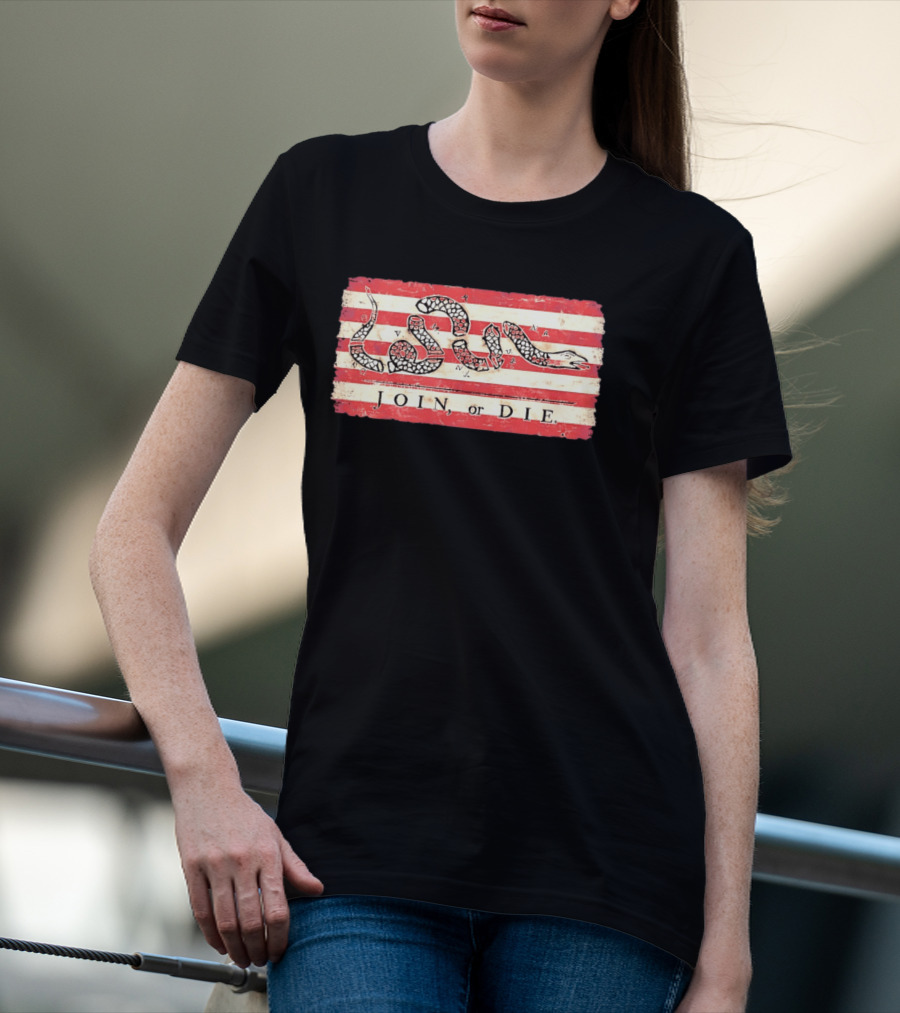 Join Or Die Snake Flag Benjamin Franklin Historical T-Shirt