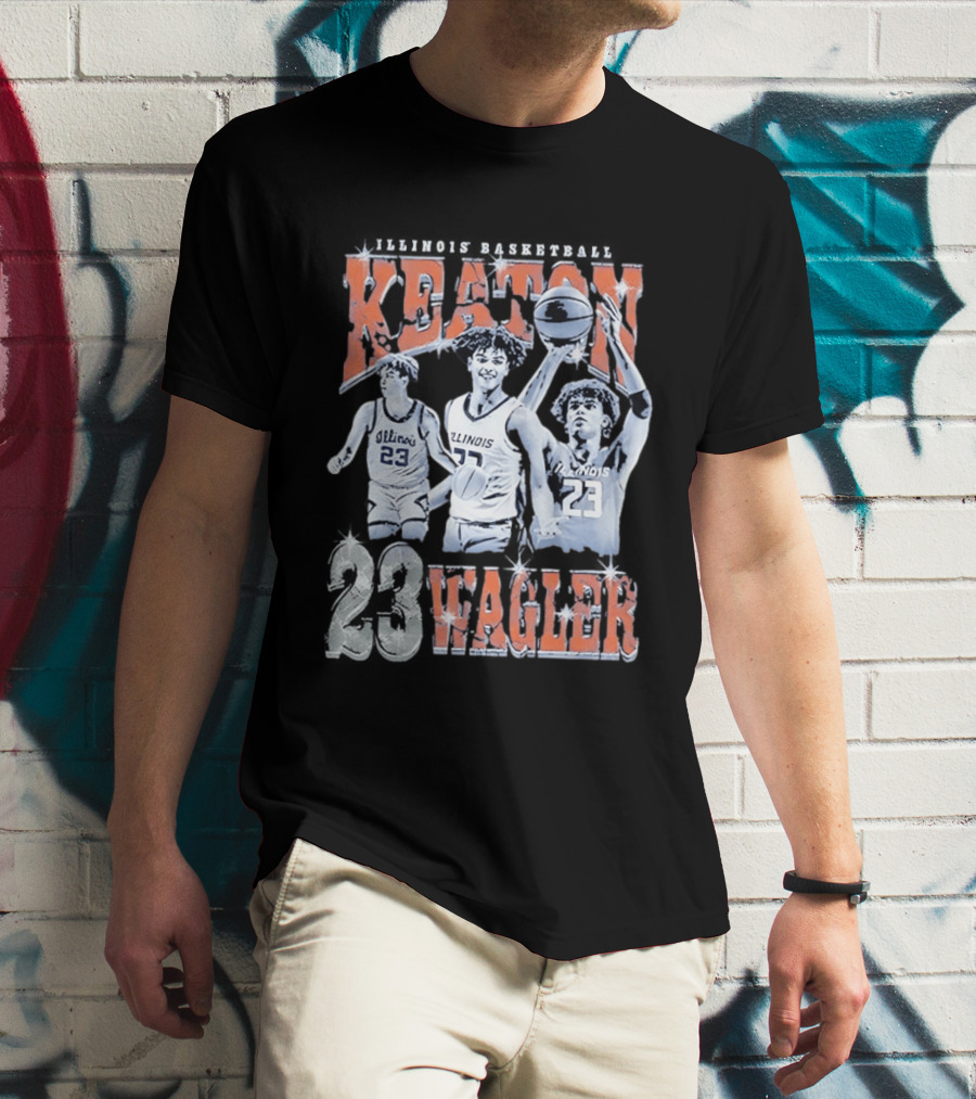 Keaton Wagler 23 Illinois Basketball Team Player Action Scenes T-Shirt