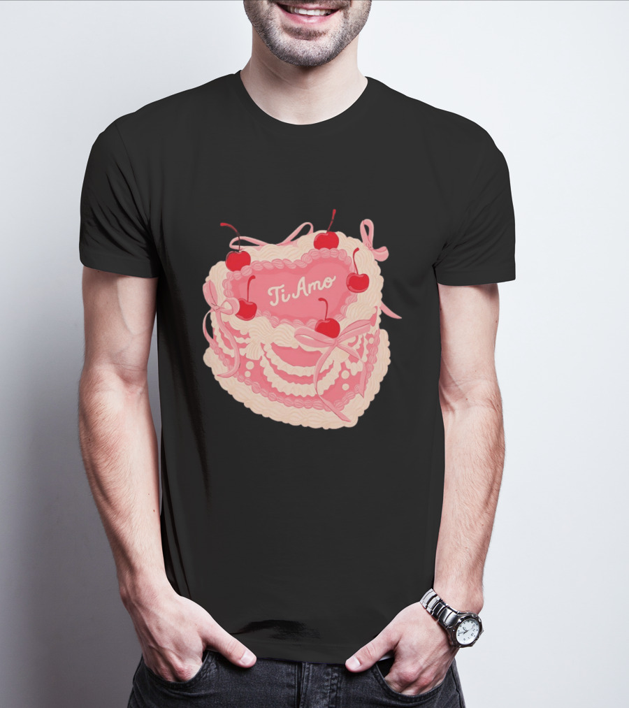 Ti Amo Heart Cake With Cherries And Bows T-Shirt