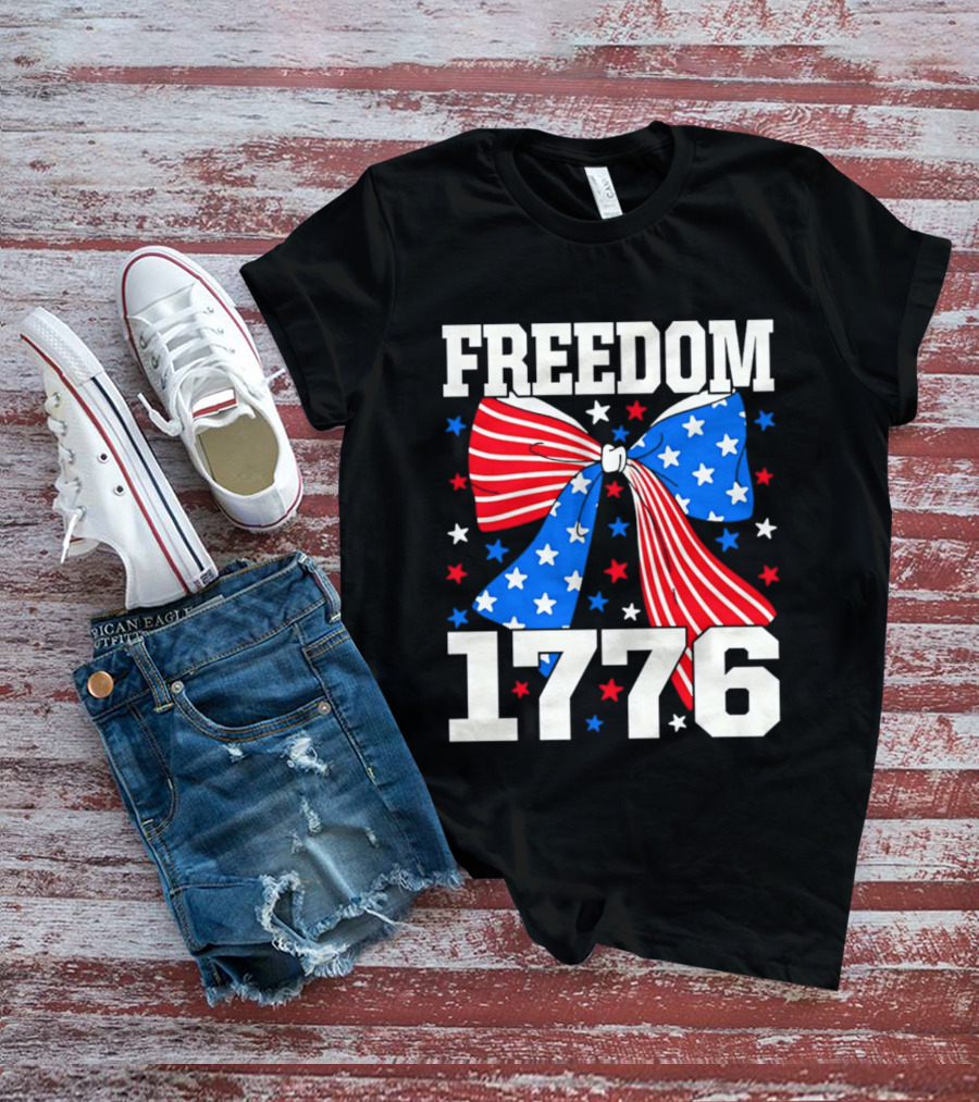 Freedom 1776 Patriotic Bow American Stars And Stripes T-Shirt