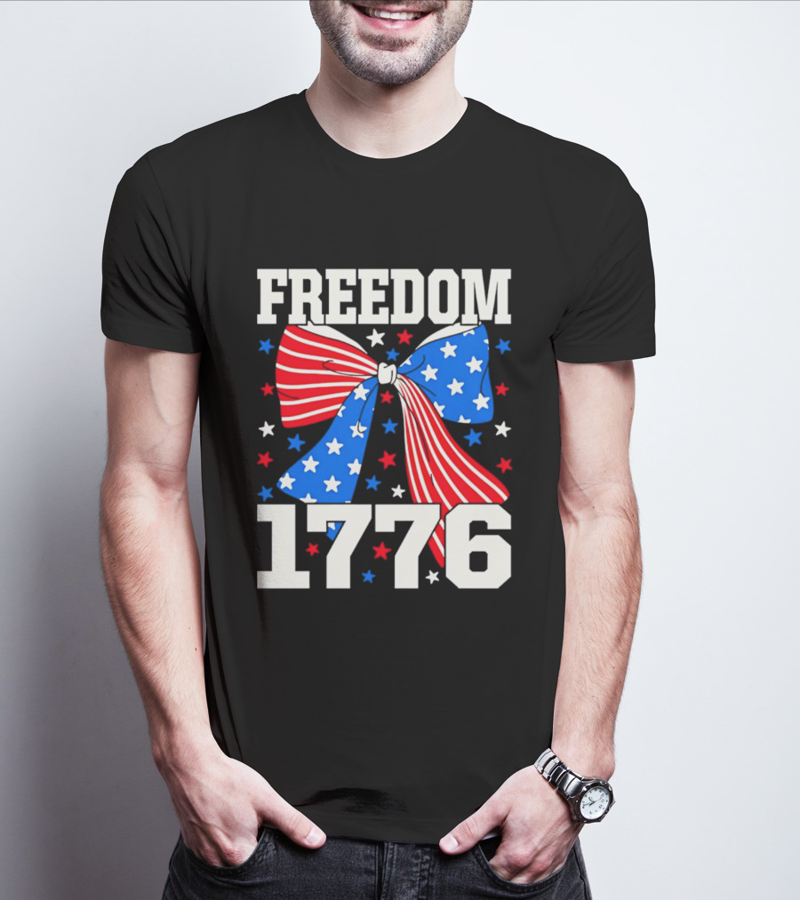 Freedom 1776 Patriotic Bow American Stars And Stripes T-Shirt