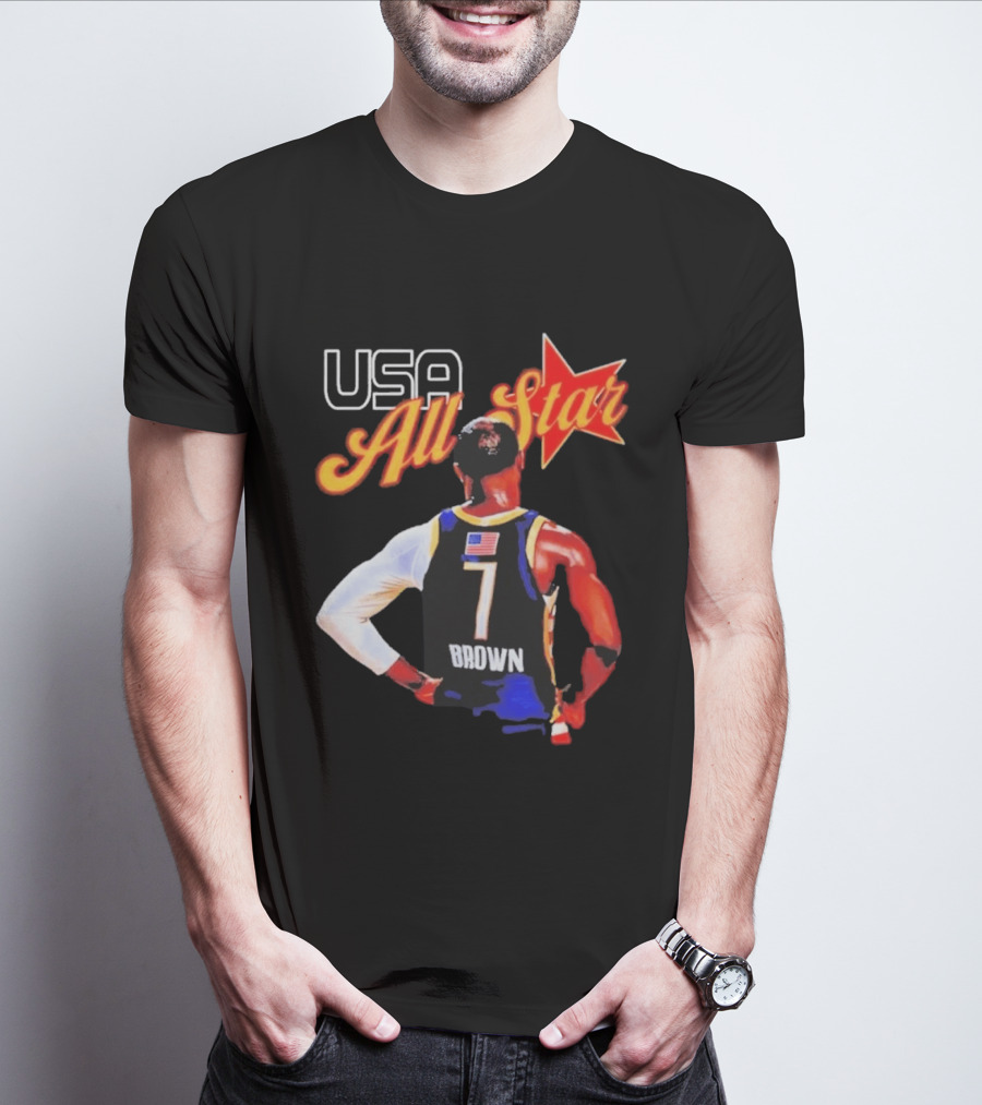 USA All Star 7 Brown Jersey 5X Champion JB T-Shirt