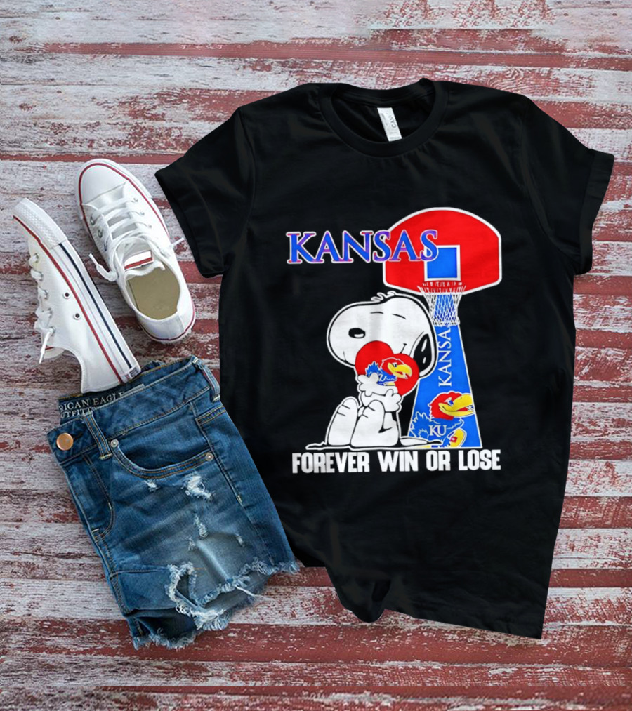 Kansas Jayhawks Basketball Snoopy Forever Win Or Lose T-Shirt