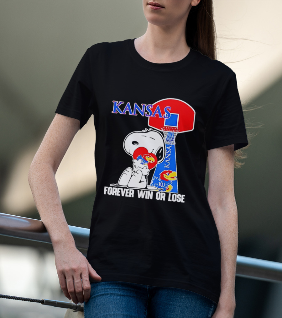 Kansas Jayhawks Basketball Snoopy Forever Win Or Lose T-Shirt