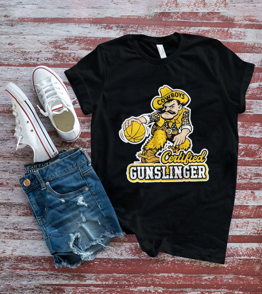 Pistol Pete Cowboys Certified Gunslinger Basketball T-Shirt